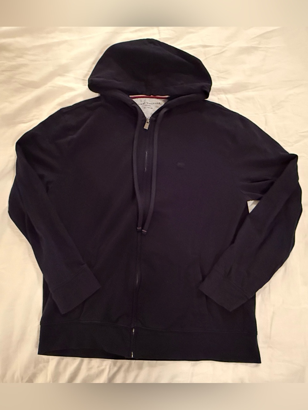 Tommy Hilfiger Men's Navy Zip-Up Hooded Pique Sweatshirt